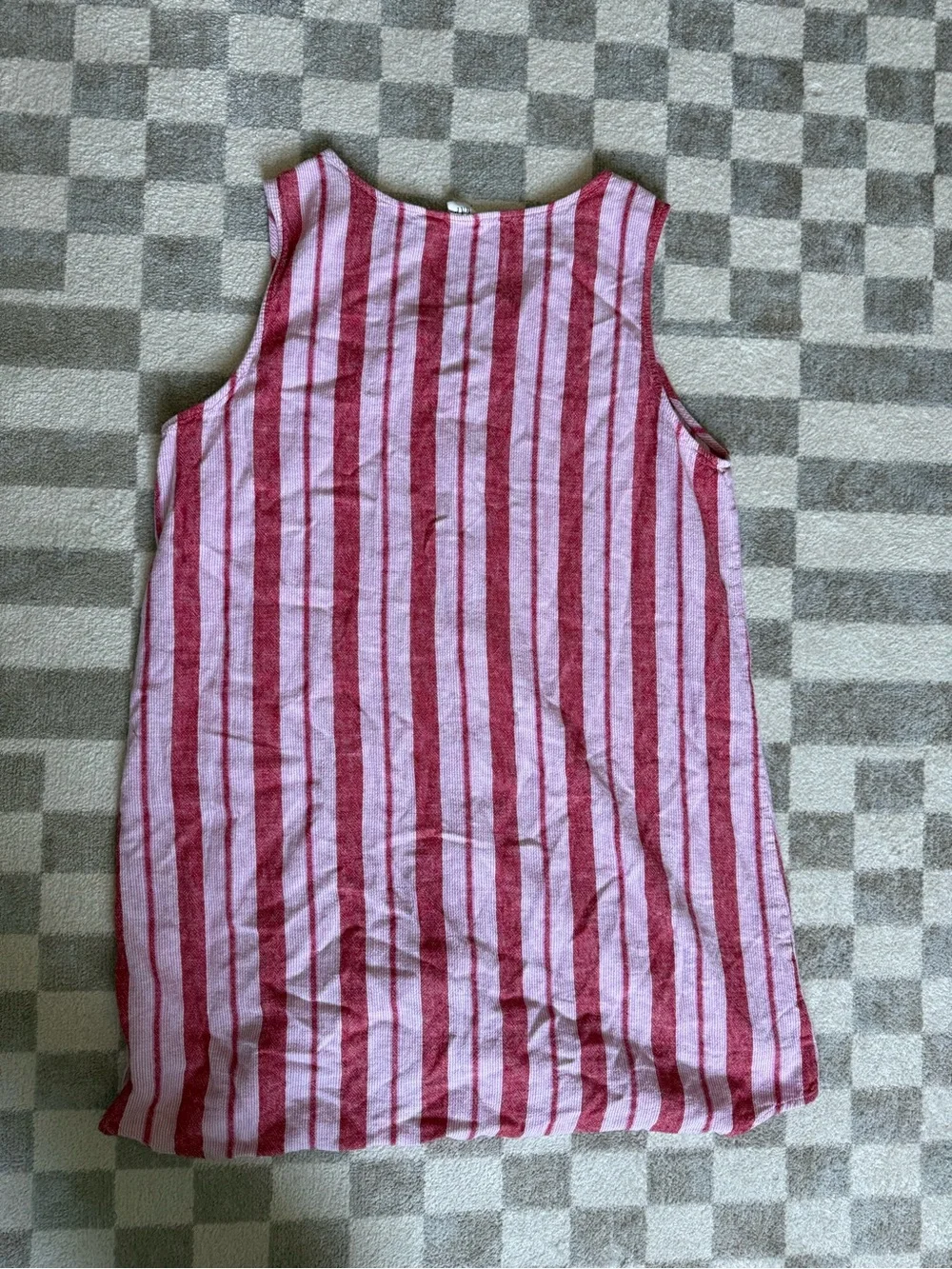 GAP Red and Pink Striped Sleeveless Button-Front Mini Dress